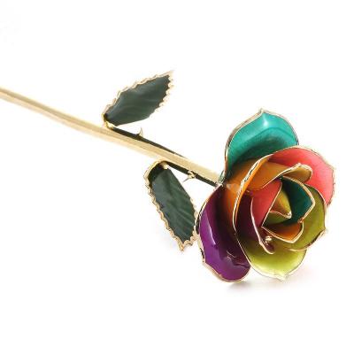 China Hot selling gold plated durable single decorative rose mounted new gold plated rose for home decoration for sale