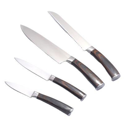 China Wholesale Sustainable Kingforce 4 Pcs Stainless Steel Kitchen Cooking Knife Set With Wooden Handle for sale