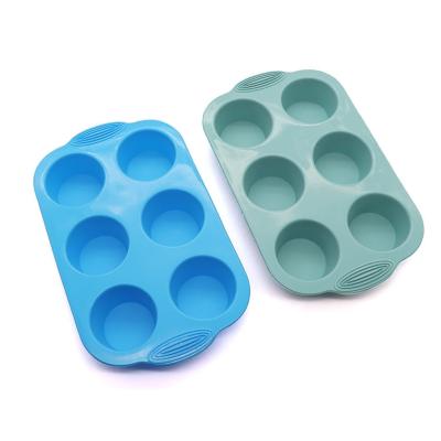 China Kingforce Food Grade Silicon Cupcake 6 Holes Muffin Mold Utensils Sustainable Kitchen Tools for sale