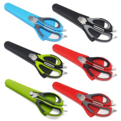 China S/S 2CR13+PP+TPR KingForce Multifunctional Kitchen Scissors For Vegetable Chicken Feet Chicken Bone Food Slicer Cutter for sale