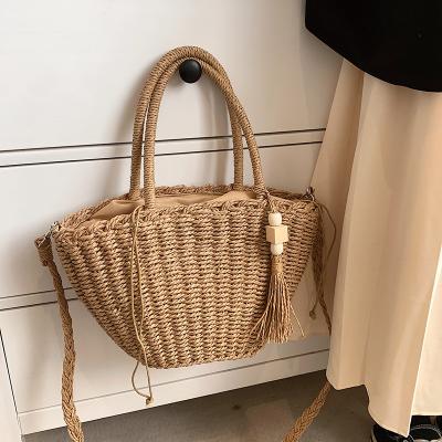 China New fashion style and artistic woven women's summer national literary handbag trend basket large-capacity shoulder tote women for sale