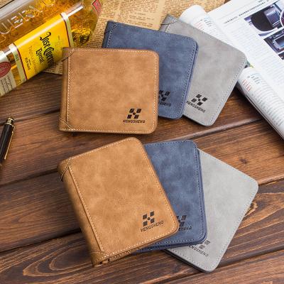 China 2022 New Korean Mennew Mennew s Threefold Leather Vertical Retro Youth Anti-theft Shorts Frosted Multi-Card Wallet for sale