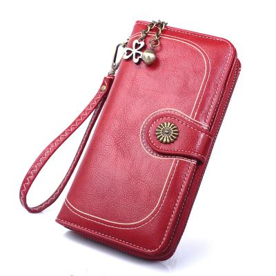 China Long Cavity Anti-theft Clutch Brand Wallet Women Zipper Strap Leather Female Purse For iPhone Carteira for sale