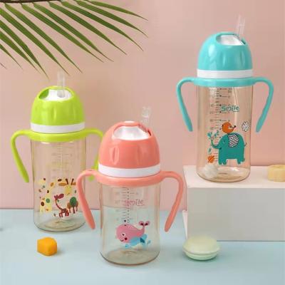 China 300ml Straw Bottle Bpa Free Plastic Feeding Baby Water Bottle BPA Free PPSU Baby Feeding Bottle Straw Milk Drinks With Straw And Handle for sale