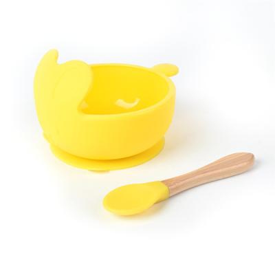 China Silicone Bowl and Spoon Wholesale BPA Free Suction Food Grade Baby Opp Bag Eco-Friendly Soft Feeding Tool No Handle STREAMLINE for sale