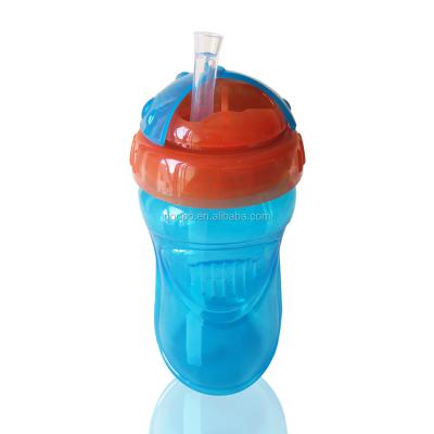 China BPA Free Feeding Products 18m+ 360ml Food Grade PP Spin Baby Training Cup Silicon Straw Baby Sippy Products for sale