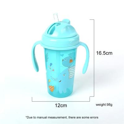 China BPA Free 300ml No Puddle Baby Cup With Straw Baby Training Drink Cup With Handle Kids Sippy Cup for sale