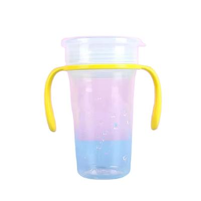 China BPA Free Hot Sales Food Grade Plastic 360 Easy Clean Baby Sippy Cup With Handle for sale