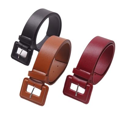 China New fashion simple design comfortable soft ladies belt wide waist genuine leather belt for women for sale