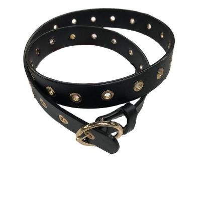 China Wholesale ALLOY Women PU Leather Round Buckle Belts With Custom Logo for sale