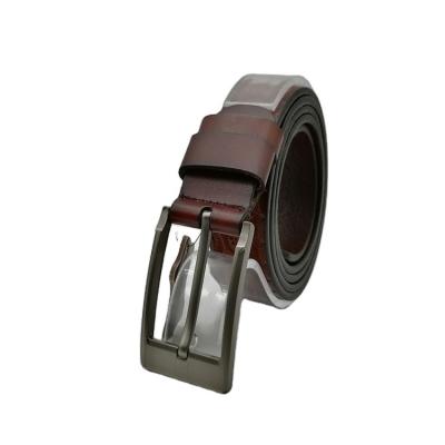 China Wholesale Good Quality Fashion.Casual.Business Men's Brown Pin Buckle Soft PU Leather Silk Outdoor Material Male Pin Belt for sale