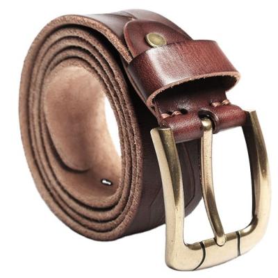 China Simple youth head retro leather belt needle buckle comfortable handmade leather belt men's frosted belt for sale