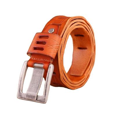 China Fashion Best Price Men's Business Casual Wear Cow Buckle Frosted Leather Belt for sale