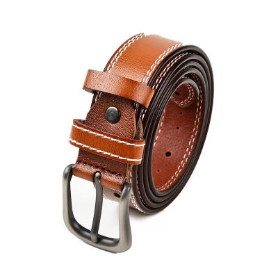 China Wholesale Fashion.Casual Adjustable Genuine Leather Belts Men Brown Leather Belt With Zinc Alloy Pin Buckle for sale