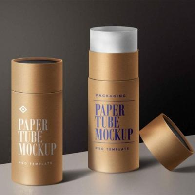 China Recycled Materials Kraft Paper Canister Cylinder Packing Box Tube Tea Paper Food Grade Paper Packaging for sale