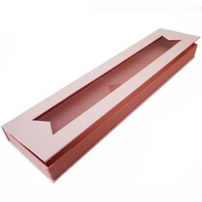 China High Quality Custom Materials Pink Hair Color Recycled Low Moq Materials Magnetic Gift Box With PVC Window for sale