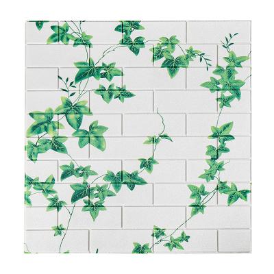 China 70*77cm Modern Modern Wall Stickers Leaf 3D Wallpaper Kitchen Decor Wall Coating 3D Foam Wall Brick Stick for sale