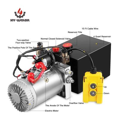 China Dump Truck 12V DC Hydraulic Pump 3 Quart Double Acting Power Unit For Dump Truck Lifting for sale