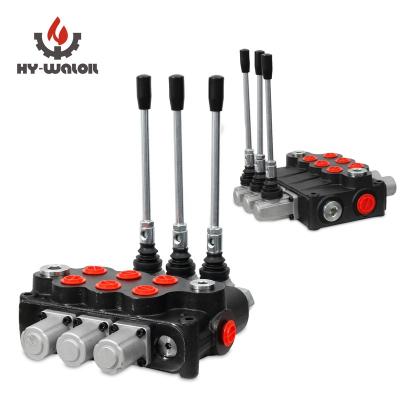 China Adopts parallel or oil circuit Hy-waloil 120Lpm Monoblock 3 valve spool hydraulic control valve P120 for sale