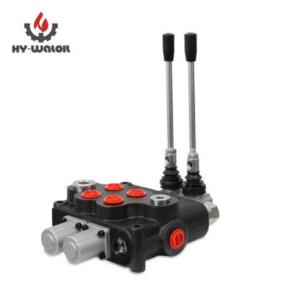 China Adopts oil circuit Hy-waloil 30 GPM 2 spools 4 position P120 3 way directional control valve with spring center action for sale