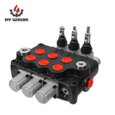 China Adopts oil circuit P120 parallel or series 3 spool 32gpm hydraulic directional control valve with double acting cylinder spool for sale