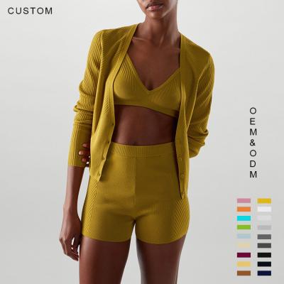 China Custom Logo Spring Cashmere Wool Knit Anti-Wrinkle Crop Tops And Sweater Crop Tops Set For Women for sale