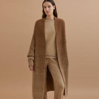 China 2022 Custom Anti-wrinkle Cashmere Sweater Knit Long Rib Plus Size Wool Cashmere Sweater Women's Cardigan Cashmere Coat for sale