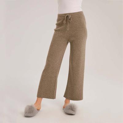 China 2022 Anti-wrinkle custom OEM&ODM wool cashmere pants drawstring knitted women's sweater pants for sale