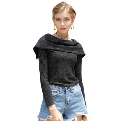 China 2022 Fashion Women Boat Neck Long Sleeve Sweater Female Polyester Warm Anti-wrinkle Simple Knitted Sweater for sale