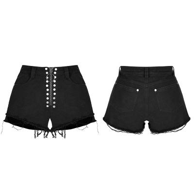 China Rivet Short Jean Pants Cotton Women Twill Fashion PRAISE OK-312 Anti-pilling Shorts High Waist Non-elastic Girls PUNKS for sale