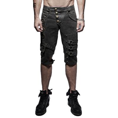 China PUNKRAVE K-242 Anti-Pilling Black Rock Mens Gothic Slim Shorts Unique Spring Designs for sale