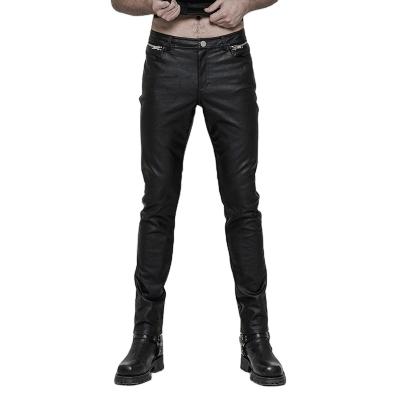 China PUNKRAVE OK-321 Breathable Heavy Metal Punk Rocker Straight Leg Men Slim Leather Pants for sale