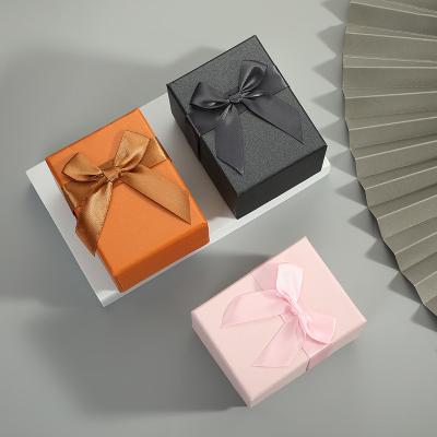 China Recycled Luxury High End Custom Corrugated Lid Watch Materials Bow Ribbon Packaging Box And Low Gift Box for sale