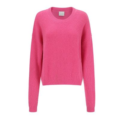 China Anti-wrinkle Orcelay Bright Pink Basic Style Long Sleeve Cashmere Sweater for sale