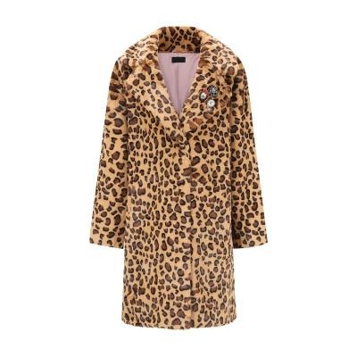 China Anti-wrinkle 2022 new women's new design leopard print faux fur long jacket warm style for sale