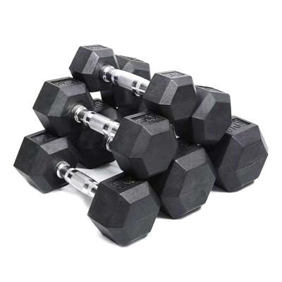 China Black Universal Cast Iron Factory Price /Hex Rubber Dumbbell Body Training Gym Equipment/Rubber Gym Dumbbell for sale