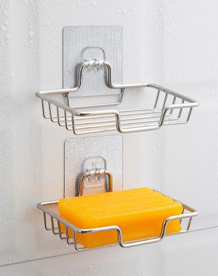 China High Quality Wall Mounted Dull Bathroom Accessories Stainless Steel Sponge Soap Dish Rack Self Adhesive Soap Holder for sale