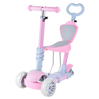 China Factory Price Widened PU Wheel Instant Four in One Walker Kids Kick Scooter Baby Push Scooter with Three PU Instant Wheels for sale