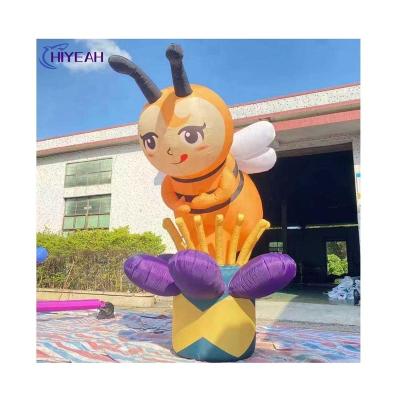 China Decoration Advertising Flower Garden Inflatables Inflatable Air Giant Flower Glows Bee Character for sale