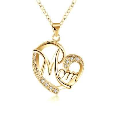 China Diamond Letter Mom Pendant Necklace Jewelry Mother's Day Friendly Material Charm Mom Letter Love Necklace for sale