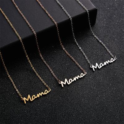 China Thanksgiving Day Stainless Steel Letter Pendant Mom Necklace Gold Plated Mom Friendly Material Jewelry For Gifts for sale