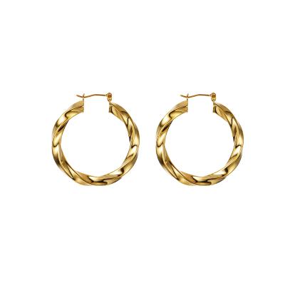 China European Material Fashion Friendly Geometric Twisted Circle Earrings Wild Simple Round Earrings For Women Memorial Gift for sale