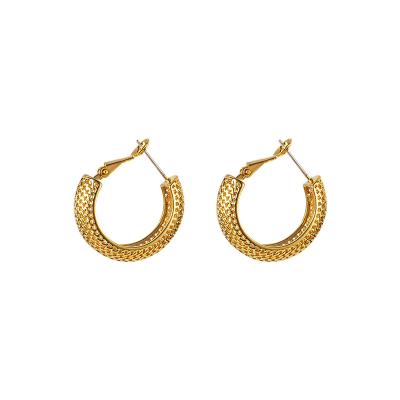 China Friendly Material Delicate Gold Plated C To Shape Chunky C-Click Circle Earring Filigree Female Female Shaped Circle Earrings for sale