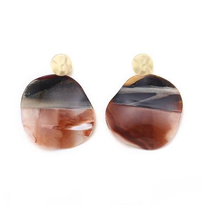 China Unique Design Marbelized New Trendy Trendy Acrylic Jewelry Swirled Resin Earrings Women Statement Earrings for sale