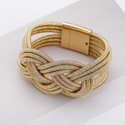 China Casual / Sporty Metallic Rope Braided Bracelet For Women Fashion Jewelry Gold Plated Magnetic Bracelet Luxury Style for sale