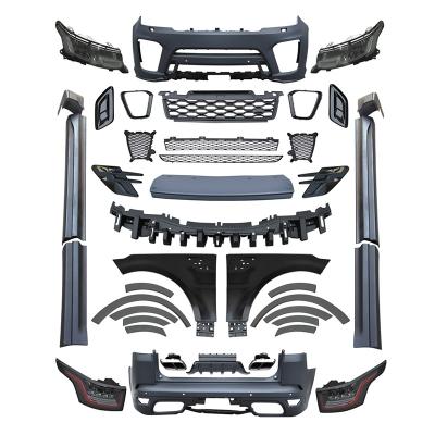 China Plastic body kit for RANGE ROVER SPORT L494 2014-2017 change to 2018 SVR style include rear bumper fender front and headlight tail light for sale