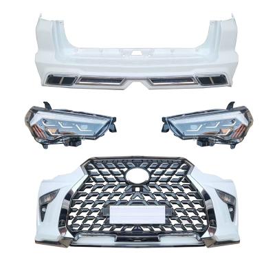 China Plastic body kit for 4runner 4X4 2010-2020 year turning to lexus GX body kit include led headlights front and rear bumpers for sale