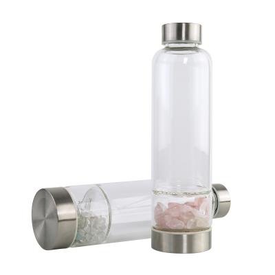 China 2021 450ml Water Bottle Tea Infuser Borosilicate Glass Viable Crystal Drinking Water Bottle for sale