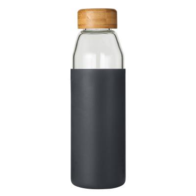 China Sustainable High Borosilicate Glass Bottle Lid And Silicone Bamboo Cover for sale