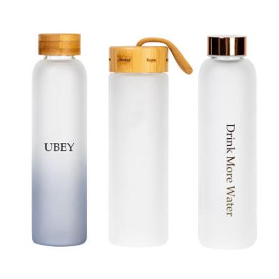 China Pretty Color Eco-Friendly Glass Water Bottle High Borosilicate Sustainable Frosted Custom Logo for sale